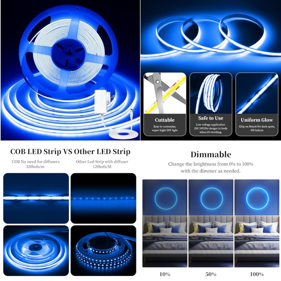 Led Strip Lights - Taśma LED COB o długości 32,8